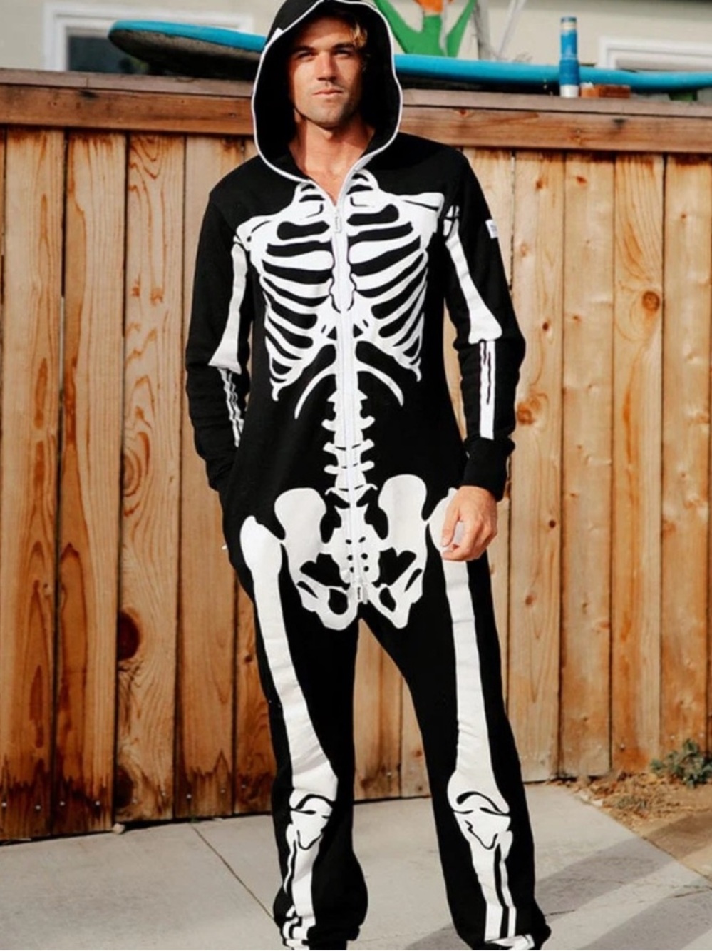 Tipsy Elves Black and White Skeleton Onesie Bodysuit Unisex